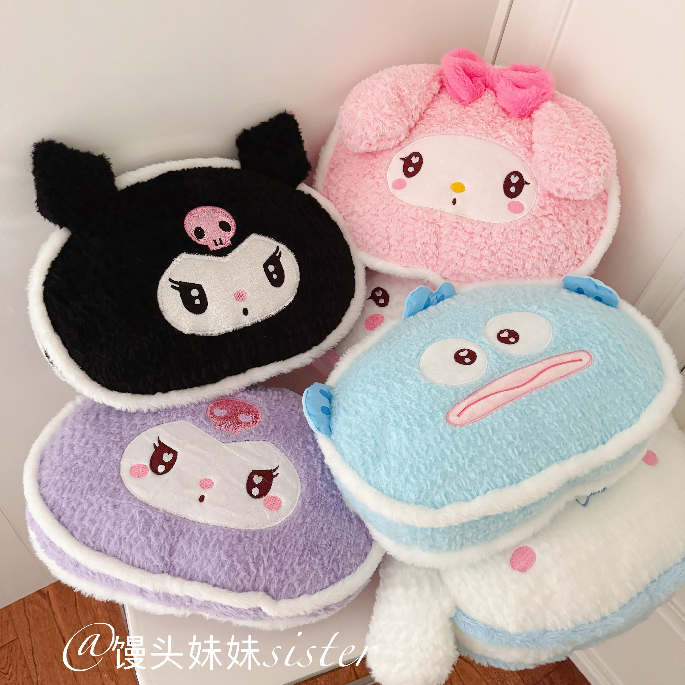 Sanrio Hello Kitty Plushies muñeca Kuromi Cinnamoroll My Melody almohada Hangyodon juguete de peluche sofá cama cojín trasero regalos de navidad