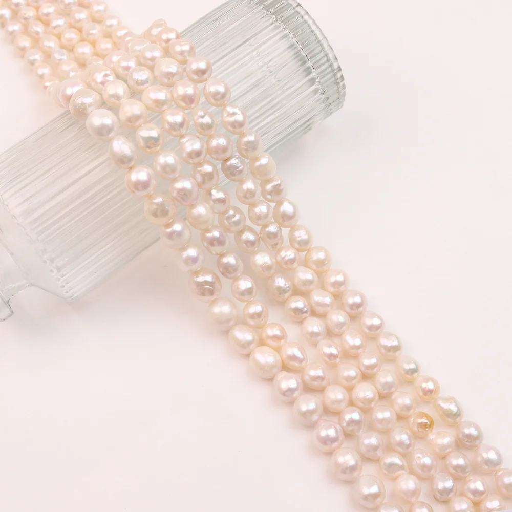 

Natural Freshwater Pearl Bead Small Baroque Beads for Jewelry Making DIY Bracelet Neckalce Accessories 7-8mm White Pearl Strands