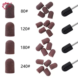 5/10Pcs 80#120#180#240# Nail Drill Bits 5 size Sanding Bands Block Caps Rubber Mandrel Grip Machine For Pedicure Nail Art Tool