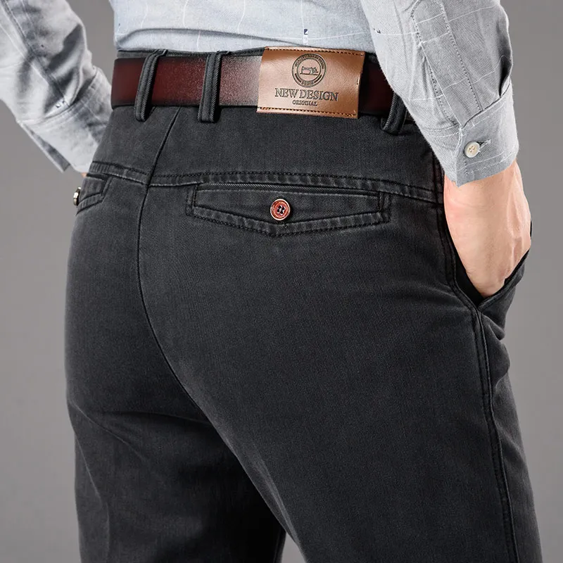

Spring Autumn Men's Classic Business Jeans Straight Elastic Fashion Washed Denim Trousers Brand Clothing Office Jean Pants Male