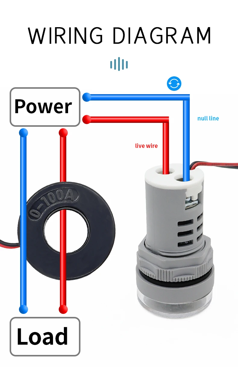 Runde LED Dual Display AC Amp Volt Mini Digital AC 20-500v Anzeige Voltmeter Amperemeter 0-100A Panel Meter – Detail 3