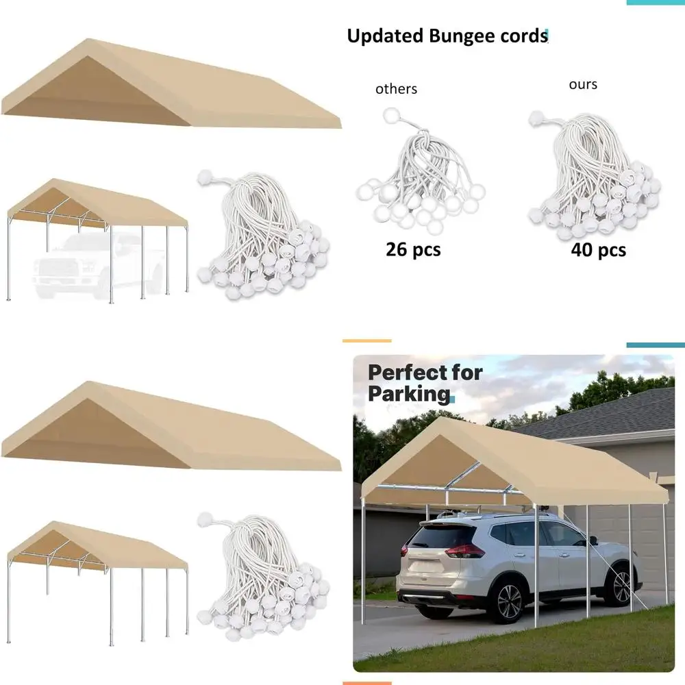 

10' x 20' Ginger Carport Canopy with Bungee Tarp Cover (Frame Not Included)