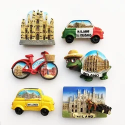 Milan Fridge Magnets Italy Landmark Tourism Memorial Decorative Milano Turtles Bus Bike Magnet Fridge Magnets Home Decoration