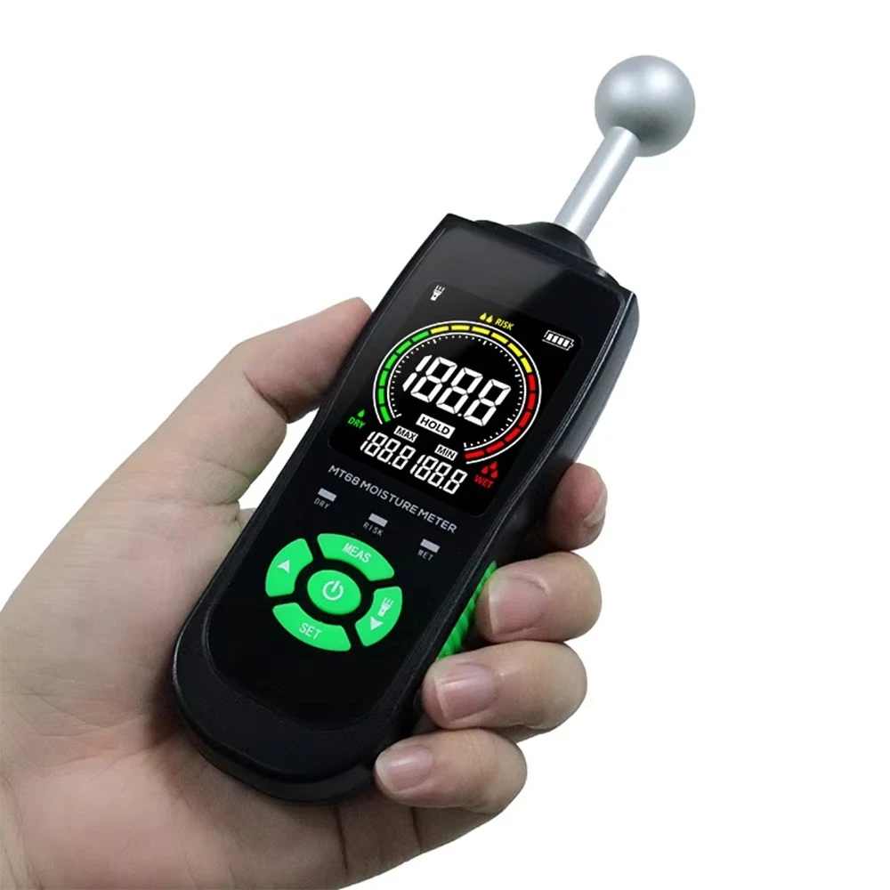 Digital Wood Moisture Meter Timber Damp Detector LCD Screen Hygrometer Alarms Humidity Tester Pinless Detect