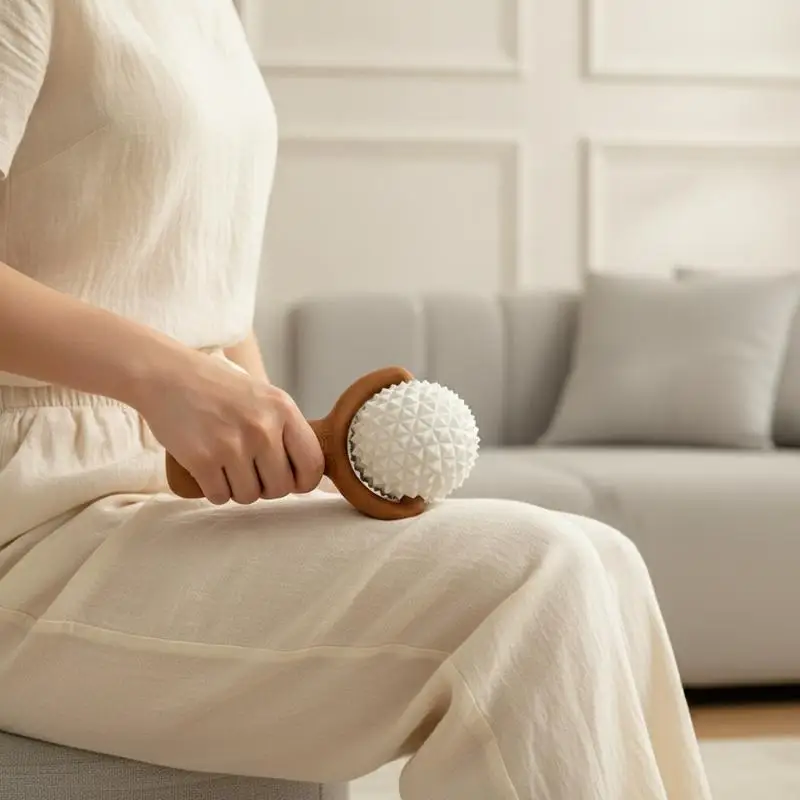 3D Printed Plastic Massage Ball With Handle, Yoga Ball Fitness Muscle Relaxation Stick Shoulder Neck Leg Sole Meridian Ball