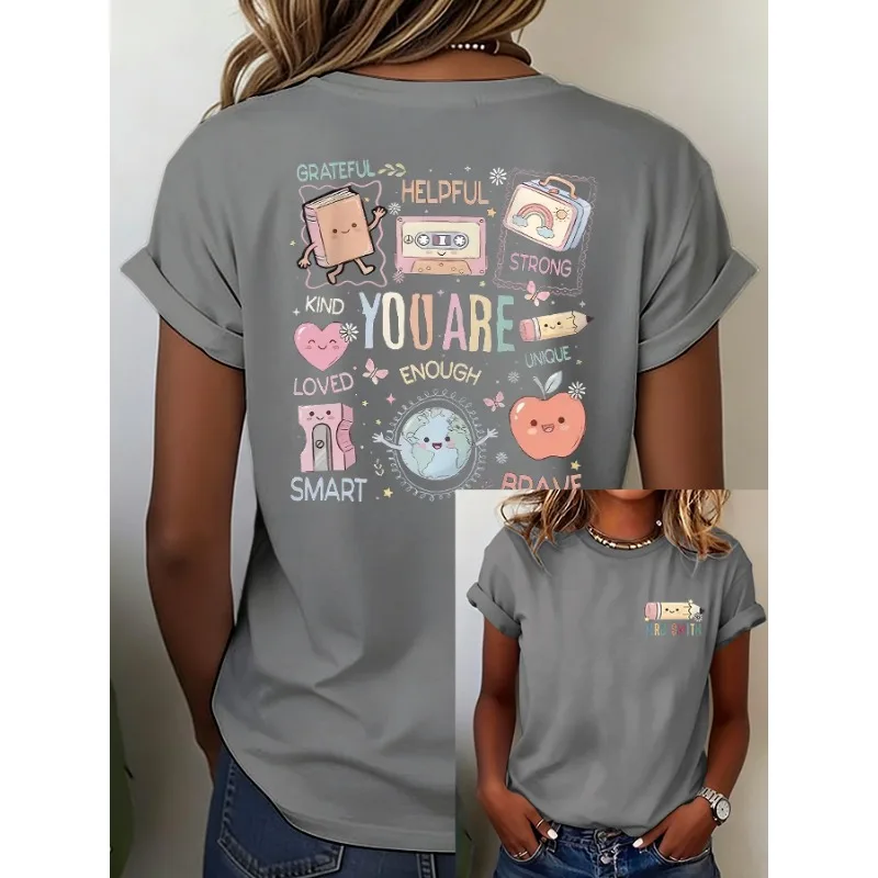 ilstile Women's Mental Health Print T-Shirts Short Sleeve  O Neck Female clothing Summer White Tops Casual Tees New Arrival