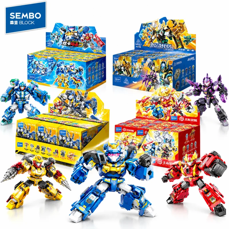 SEMBO Block Transformable Mini Figure DIY Building Toy Blind Box Desktop Ornament Hobby Collectible Model Gift for Boys Enthusia