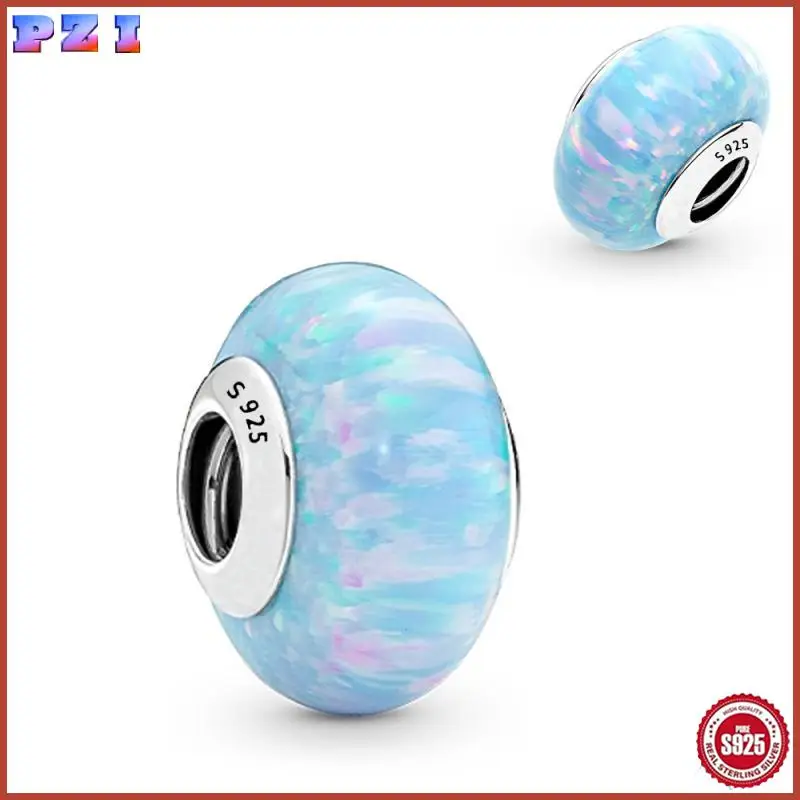 

New 925 Sterling Silver Blue Murano Glass Beads Charm for Jewelry Making for Women Gift Fit Original Bracelets Bangles