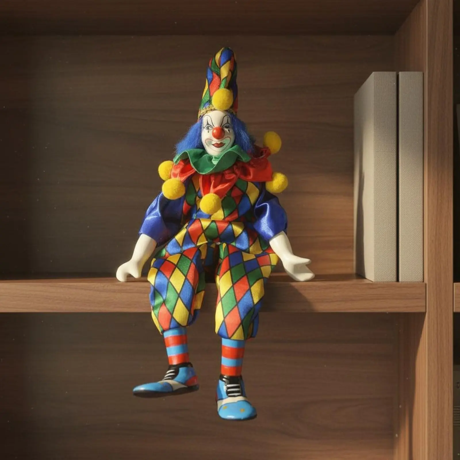 Figura de payaso sentado en cerámica – Decoración colorida para estante - imagen 2