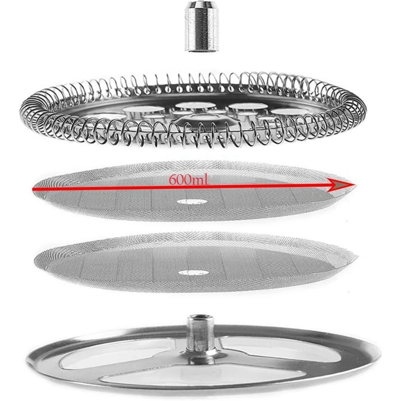 BAAG-filtres de presse française en acier inoxydable, contenant un disque en spirale, un disque d'écran de presse française en maille pour une large presse française 600Ml