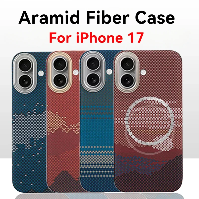 

For iPhone 17 Aramid Carbon Fiber Case – Magnetic Ultra-Slim Cover – Lens-Protection Textured Protective Shell