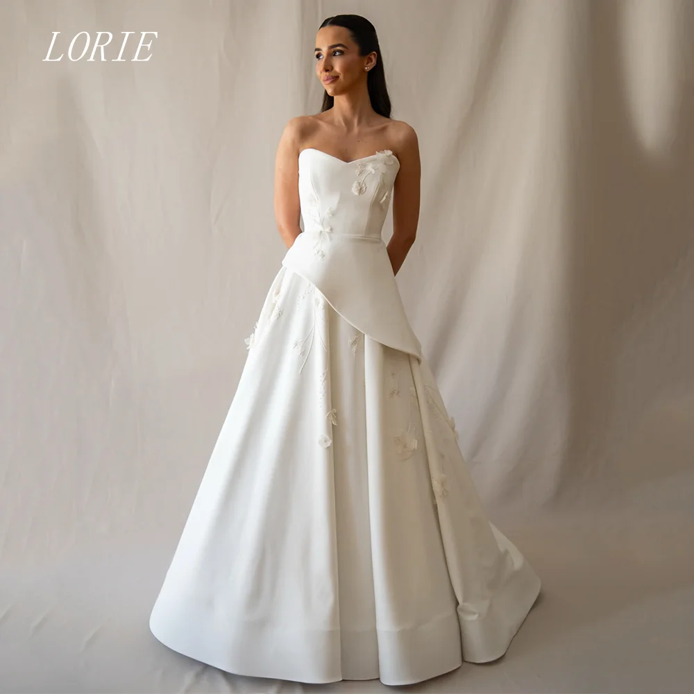 LORIE فستان زفاف فاخر ثلاثي الأبعاد على شكل حرف A فساتين زفاف على شكل قلب مزين بثوب زفاف أنيق مخصص 2026 #1