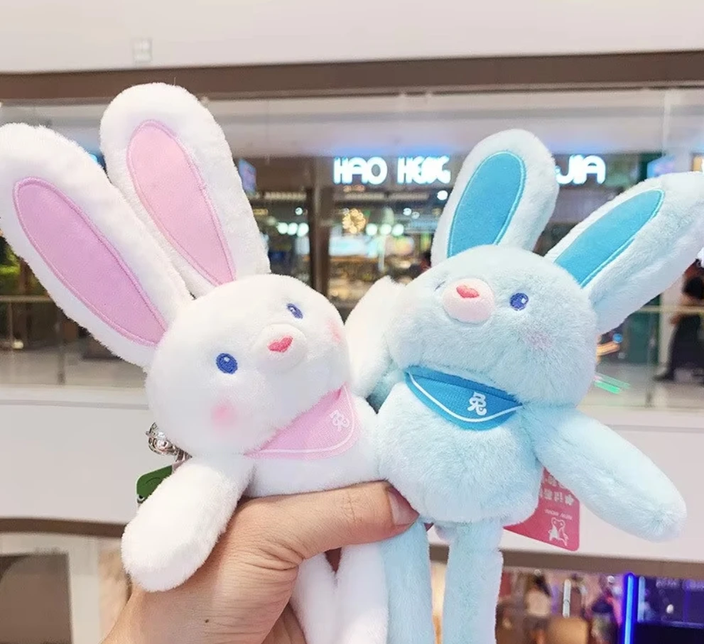 Милый кролик, плюшевая игрушка, брелок с ушками, растягивающийся телескопический брелок случайного цвета с колокольчиком, детский подарок