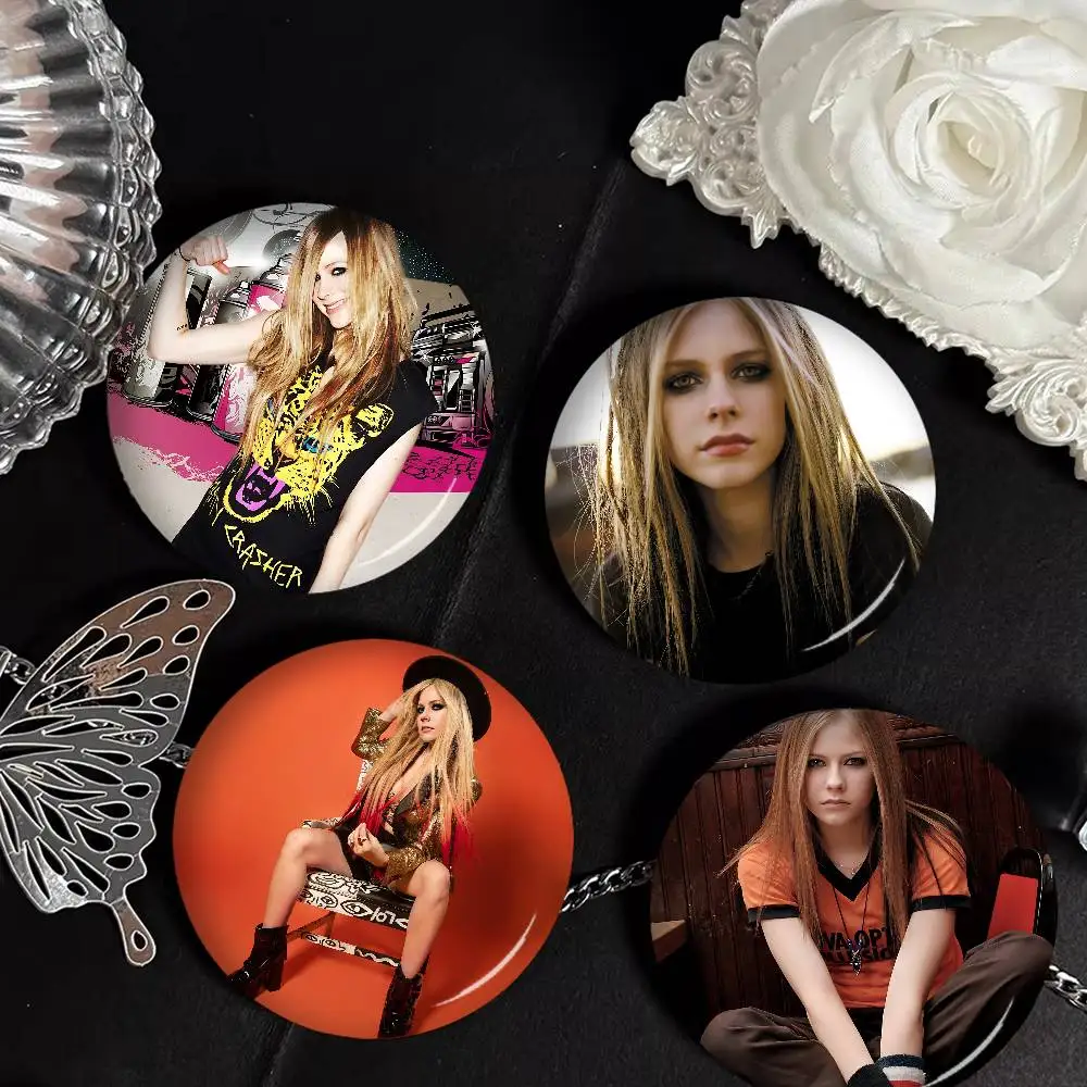 A-Avril Punk L-Lavigne 32/44/58mm Handmade Pin Round Funny Snap-in Brooches for Backpack Cothes Accessories Badge Hat Decoration