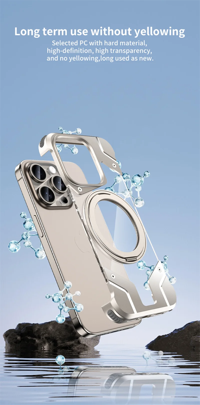 Magnetic Borderless 360 ° Rotating Bracket  Mecha Phone Case For iPhone 15 Plus 14 13 Pro Max Detachable Transparent Back Cover