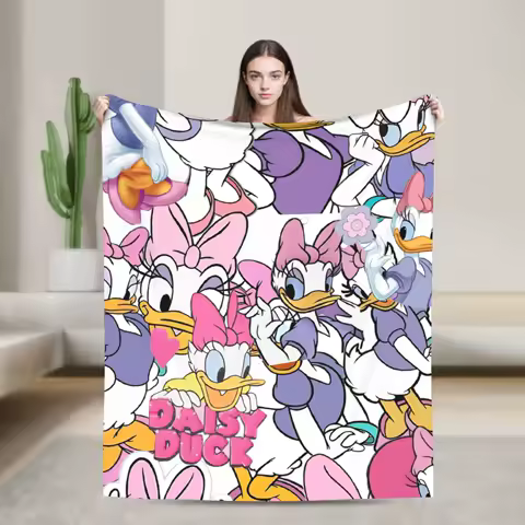 Funny Cute Daisy Duck Blanket Multiple Sizes Warm Cozy Fluffy Throw Blankets for Sofa Couch and Bed