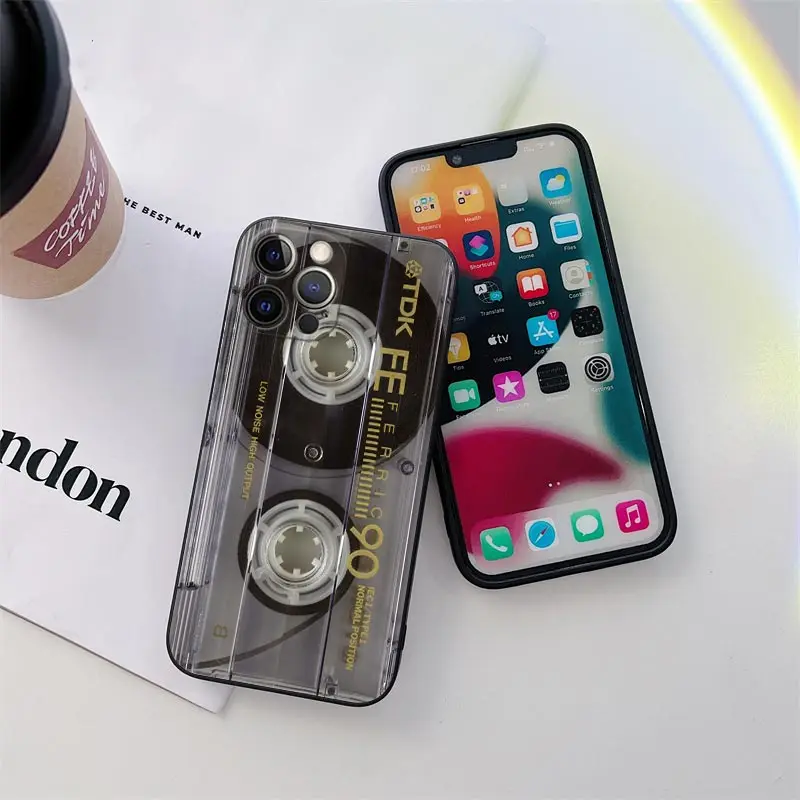 Retro Music Tapes Camera Circuit Board Phone Case for iPhone 11 15 Pro Max Case Coque 14 Plus 13 Pro 12 11 XS XR 8 SE Soft Cover