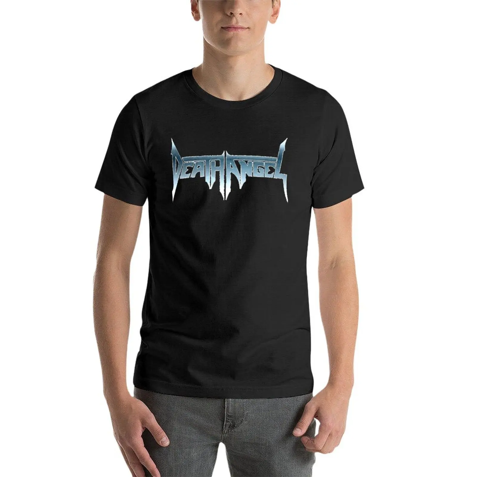 เสื้อยืดลายอะนิเมะผู้ชายเสื้อยืดคลาสสิกลาย Death Angel Band