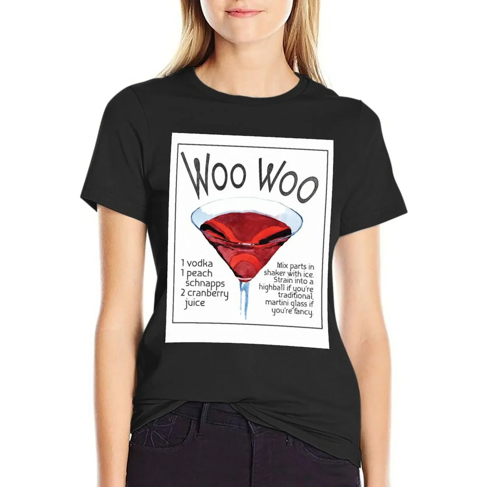 Футболка Woo Woo Cocktail Recipe, одежда в стиле аниме, футболка с короткими рукавами, новое издание, женская одежда
