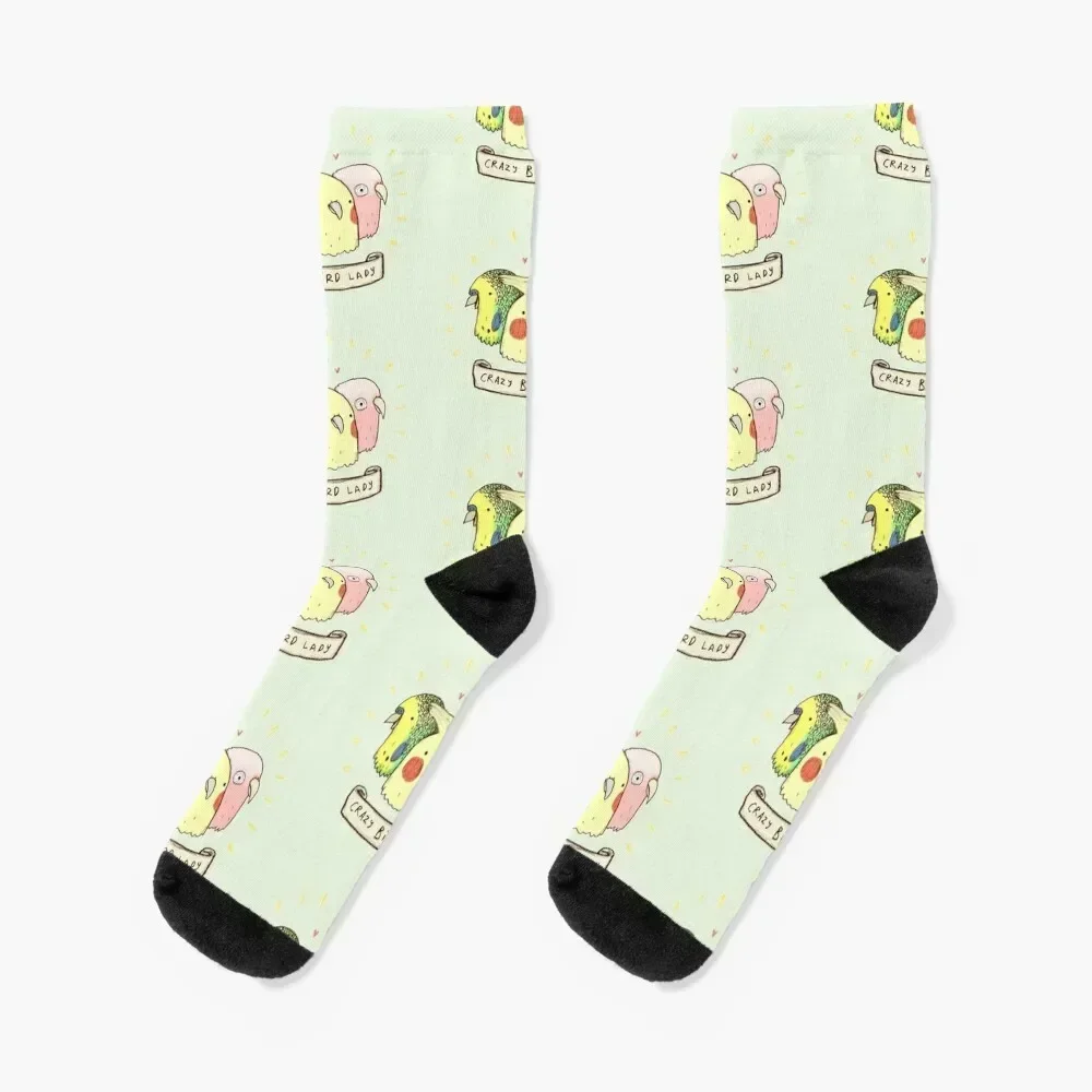 Crazy Bird Lady Socks funny gifts cotton sports and leisure cartoon Women Socks Men's
