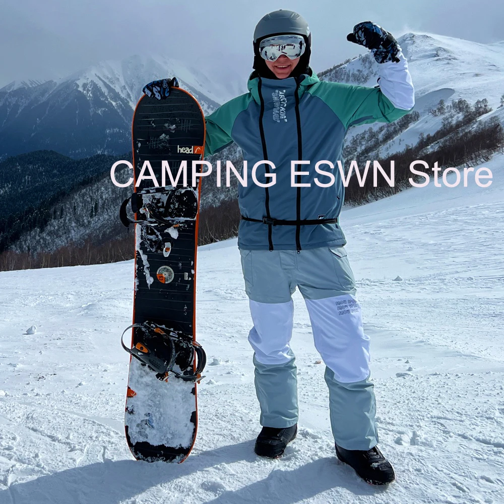 Men and Women Ski Overalls Winter Warm Waterproof Breathable Snowboard Jackets Bibs Pants Outdoor Unisex Snow Suit Jumpsuit