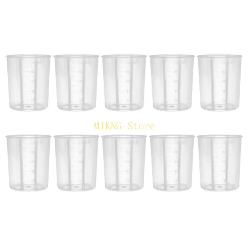 100개 재사용 가능한 일회용 투명 눈금 플라스틱 혼합 컵 페인트 레진 에폭시 아트 주방 실험실용 10개 세트 베스트 세일