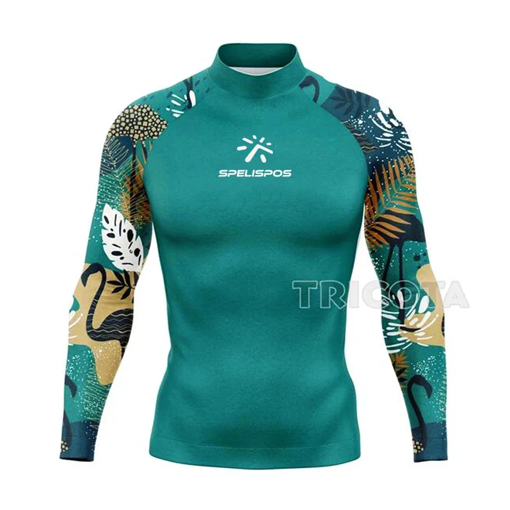 Men Surfing Wear Fit Swimming Diving T-Shirts Tight Long Sleeve Rash Guard Swimwear UV Protection Clothing Beach Floatsuit Tops