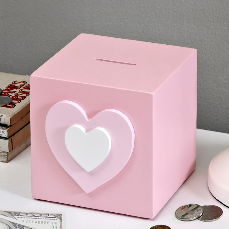 Piggy bank children and girls can't get coins only. Creative wooden pink piggy bank for cute birthday gifts for girls