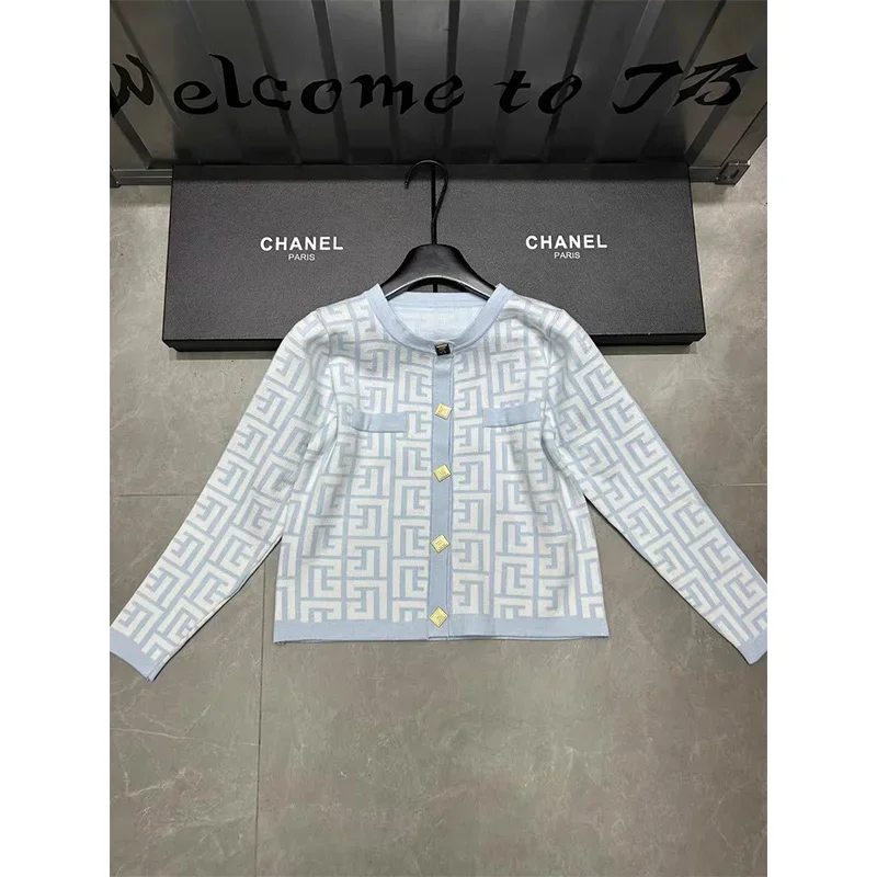 Autumn Winter New Fashion Letter Jacquard Sweaters Women\'s Clothing Loose O-neck Soft Wool Temperament Knitted Cardigan