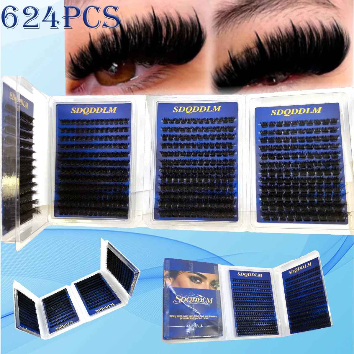 Fluffy Lashes Clusters 48rows 624pcs 10 Styles 8-18mm 20-200P Wispy Individual Lashes Soft False Eyelashes Eyelash Extensions