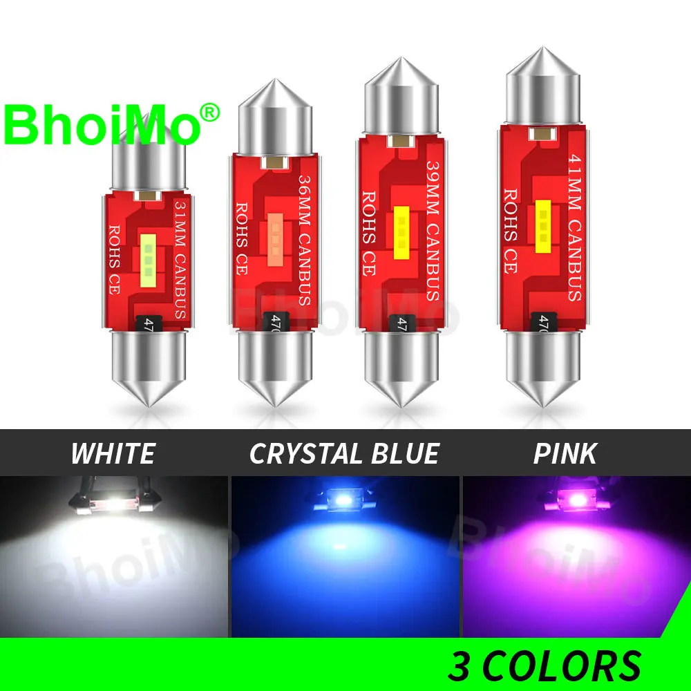 BhoiMo 2PCS Super Bright 12V 24V 1860 Led C5W C10W Bulb Festoon 31mm 36mm 39 41 MM Dome Trunk Signal Lamp Car Light Interior