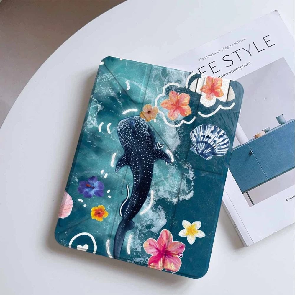Whale Shark Tropical Ocean For iPad Pro 11 12.9 13 A16 M2 M4 M3 M5 Shell 9.7 10.2 5/6/7/8/9/10/11th Mini Air 3 4 5 6 Cover