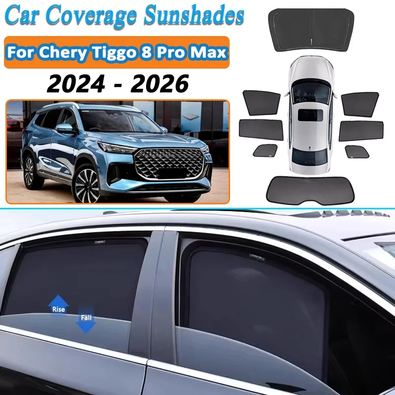 

Для Chery Tiggo 8 Pro Max 2024 2025 2026: Сетчатые солнцезащитные шторки на боковые окна, защита от солнца, шторки-накладки, аксессуары для автомобиля