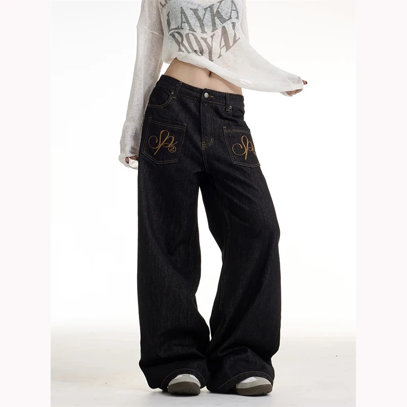 

Y2K широкие джинсы женские пряные девушки американские брюки в стиле ретро свободный крой для похудения универсальные повседневные длинные новые