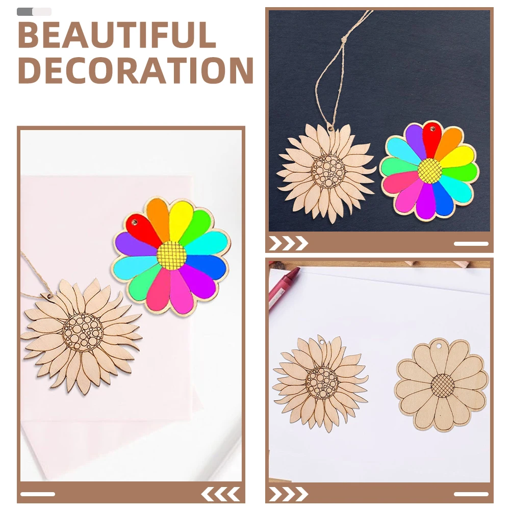 

Wooden Sunflower DIY Adornments Unfinished Crafts Home Decor Rose Flowers Cutouts Blank Embellishments