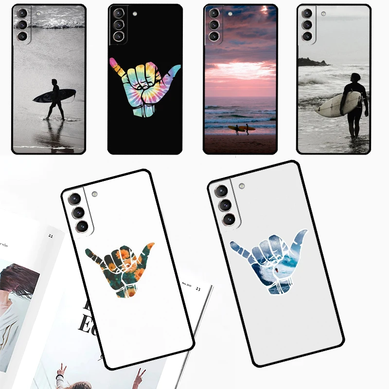 Surfer Surf Hang Loose Shaka Case For Samsung Galaxy S24 Ultra S23 S22 S21 S20 Plus Note 10 Note 20 S9 S10 S21 FE Cover