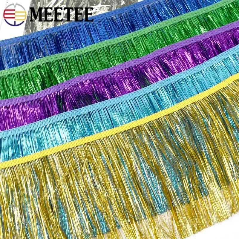 5/10M 10/15/20cm Colorful Brilliant Tassel Lace Glitter Fringe Latin Dress Stage Clothes Decor Ribbon DIY Sewing Accessories