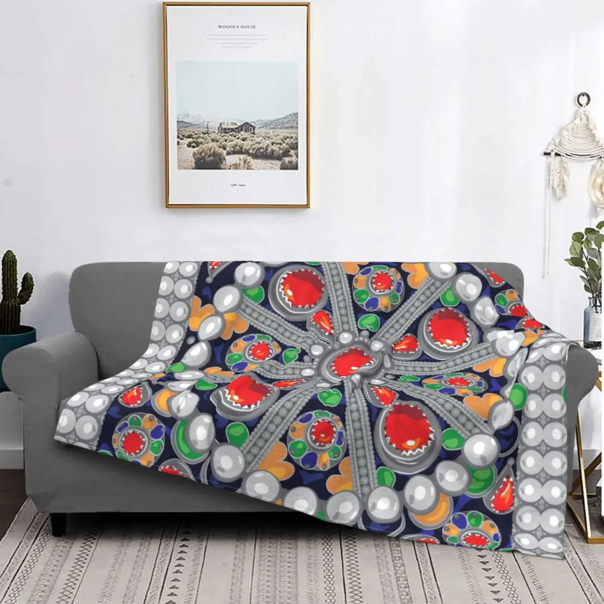 Tafzimth Kabyle Fibula Blanket Soft Flannel Fleece Warm Geometric Ethnic Berber Throw Blankets for Home Bedroom Sofa Bedspreads