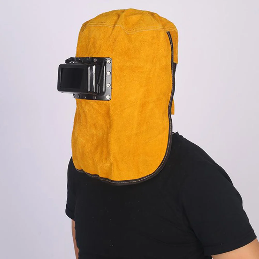 

Cowhide Welding Face Protector Caps Flame Resistant Heat Resistant Durable Hook Loop Design Easy Install Safety