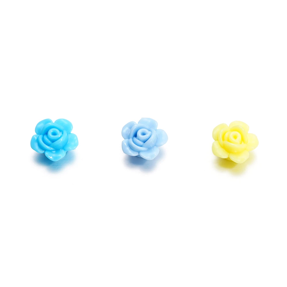 Cuentas espaciadoras sueltas de acrílico para fabricación de joyas, accesorios de ropa hechos a mano, pulsera DIY, flor Rosa colorida, 13mm, 40 unidades por lote