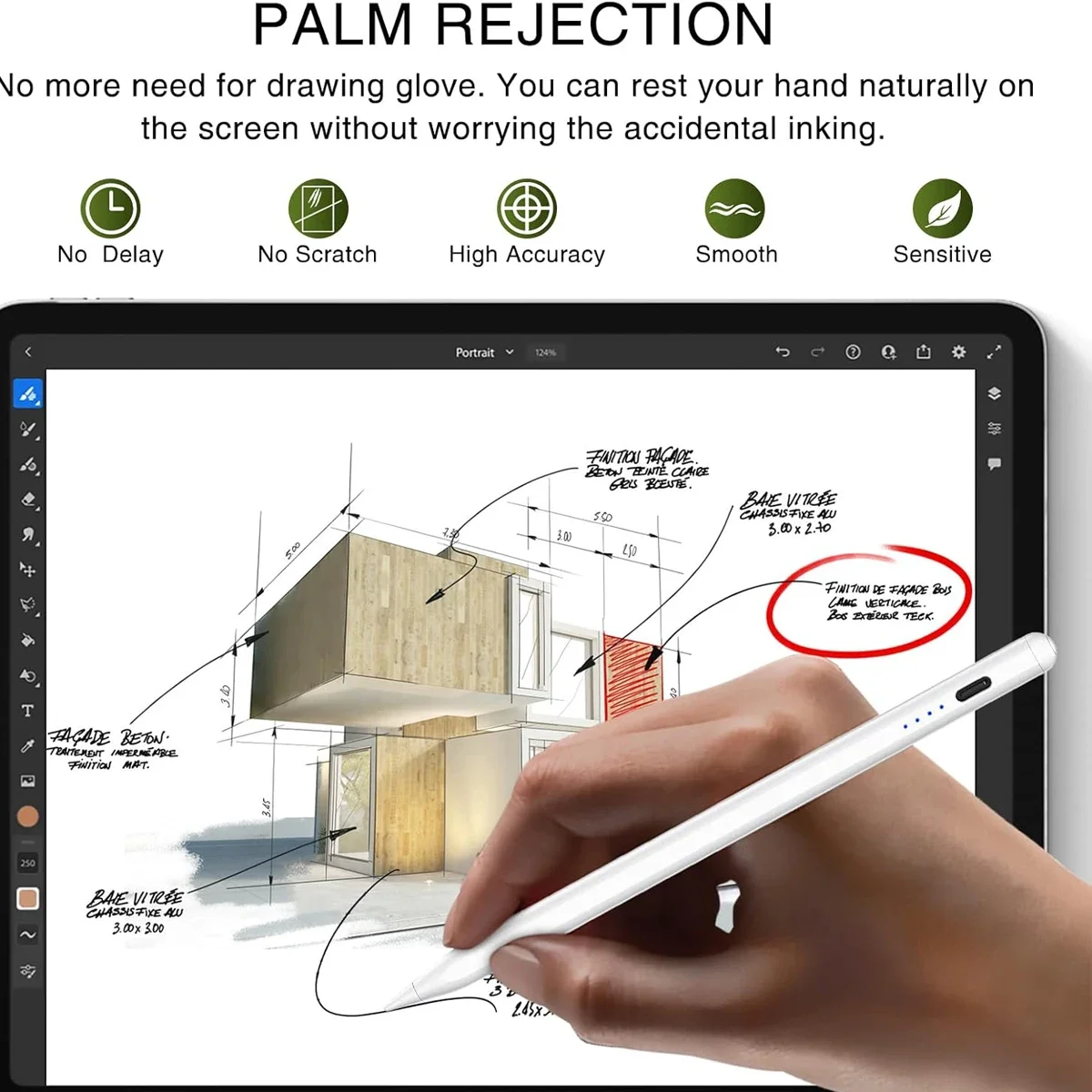 Fotografia 6: Caneta Stylus para iPad Pencil 11a Geração A16, Apple Pencil Palm Rejeição e Sensibilidade de Inclinação, Compatível 2018-2025 iPad6-10th
