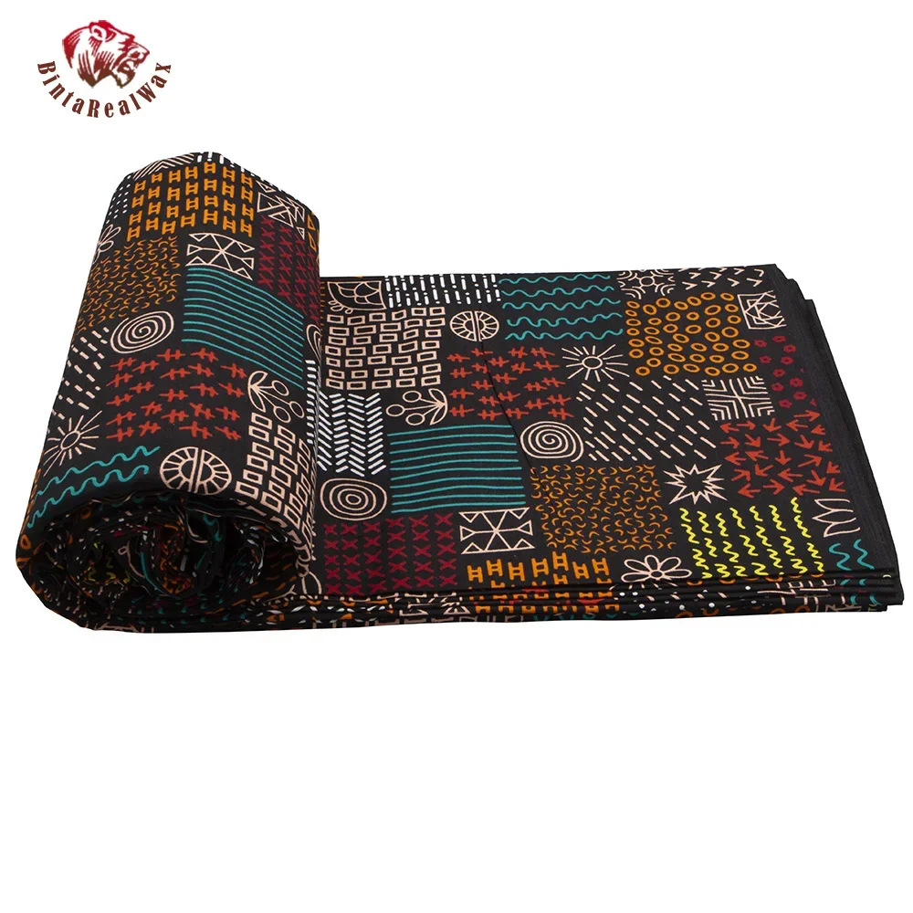 Wosk tkanina ankara druk prawdziwym woskiem bawełna 100% nowy wzór tissus wosk africain patchwork tkanina na sukienkę 6 jardów 24 fs1523