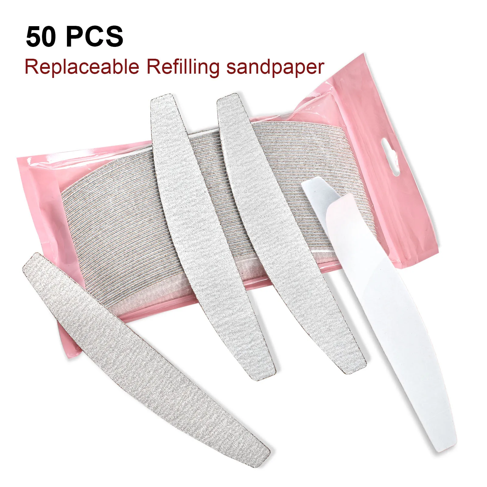 

Stainless Steel Tearable Replacement Sandpaper Gray-white Nail Sand Strips for Shaping and Polishing Half-moon Nail File Strips