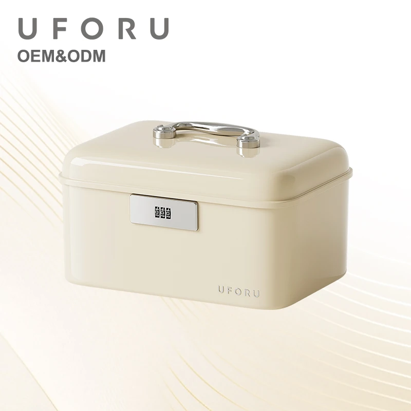 UFORU handle-equipped lockable storage box, double-layer large-capacity secure storage container, suitable for home offices