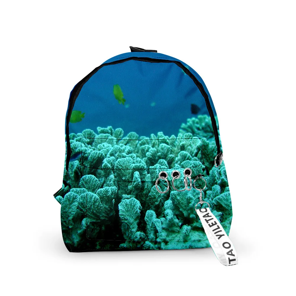

Youthful coral turtle Underwater World School Bags Notebook Backpacks 3D Print Oxford Waterproof Key Chain Small Travel Bags