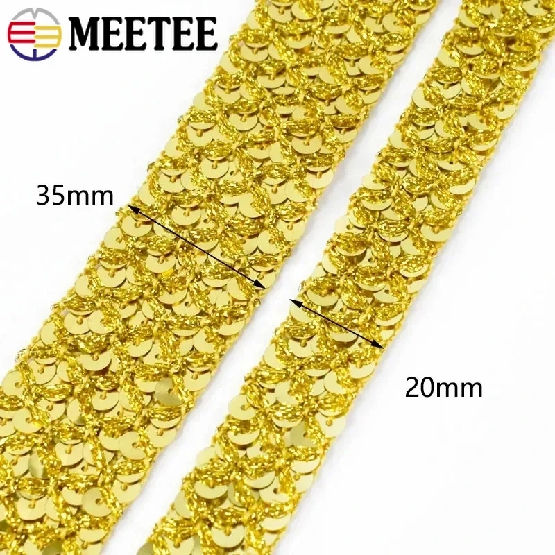 5/10Meters 20/35mm Sequin Lace Tape Colored Laces Ribbon Wedding Party Garment Stage Dress Decor Tapes DIY Sewing Accessories