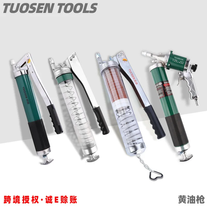 600CC Labor-saving Double Rod Zipper Grease Gun Transparent High Pressure Manual Grease Injector For Auto Machinery Lubrication