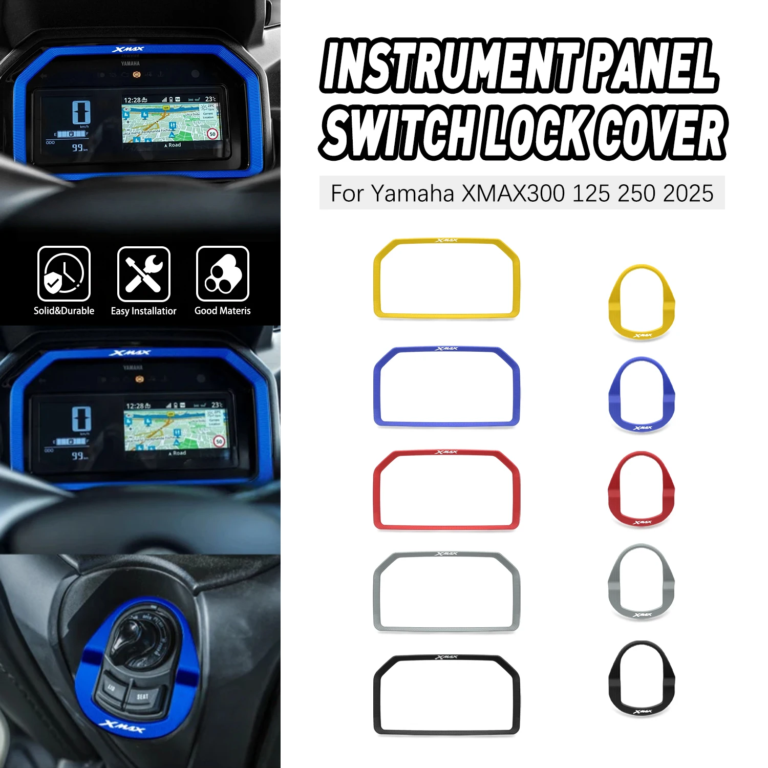 

For YAMAHA XMAX125 XMAX250 XMAX300 2025 Screen Protector Dashboard Electric Door Lock Switch Cover Cap Protecto Motorcycle