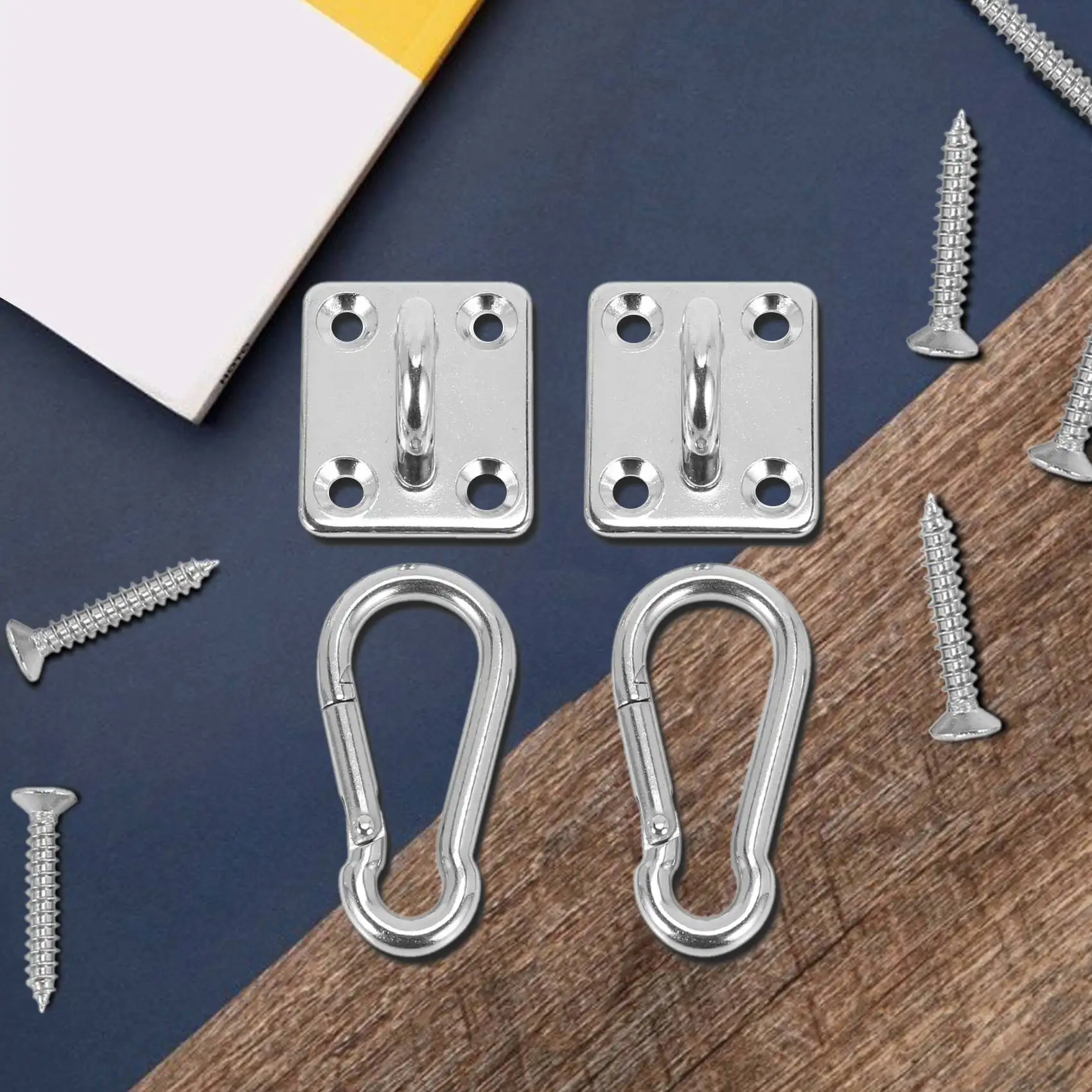 Ganchos de acero inoxidable en forma de U para montaje en pared, garfio para montaje en pared, techo suspendido, para hamaca, de alta resistencia, de base metálica, 2 juegos