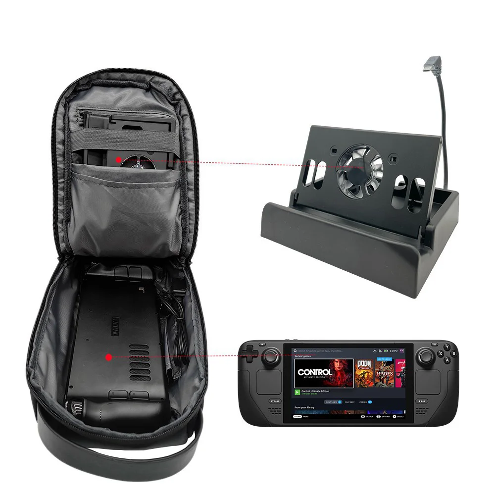 듀얼 지퍼 잠금 장치가있는 휴대용 숄더 백 충격 방지 운반 케이스 스팀 데크 게임 액세서리 용 방수 커버